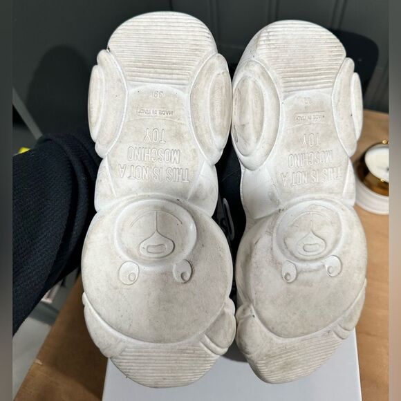 Moschino slip on logo teddy black and white sneakers size 39/9 - Picture 7 of 9